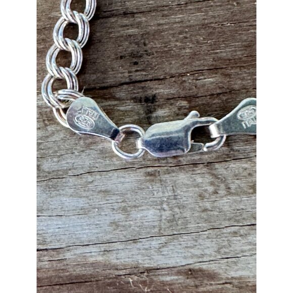 Sterling Silver 925 Italian Double Link Chain Bracelet With Lobster Clasp 5.5g - Picture 5 of 6